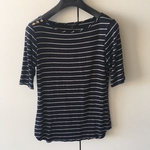Nordstrom, Nautical Detail Navy/White Tee, Size M